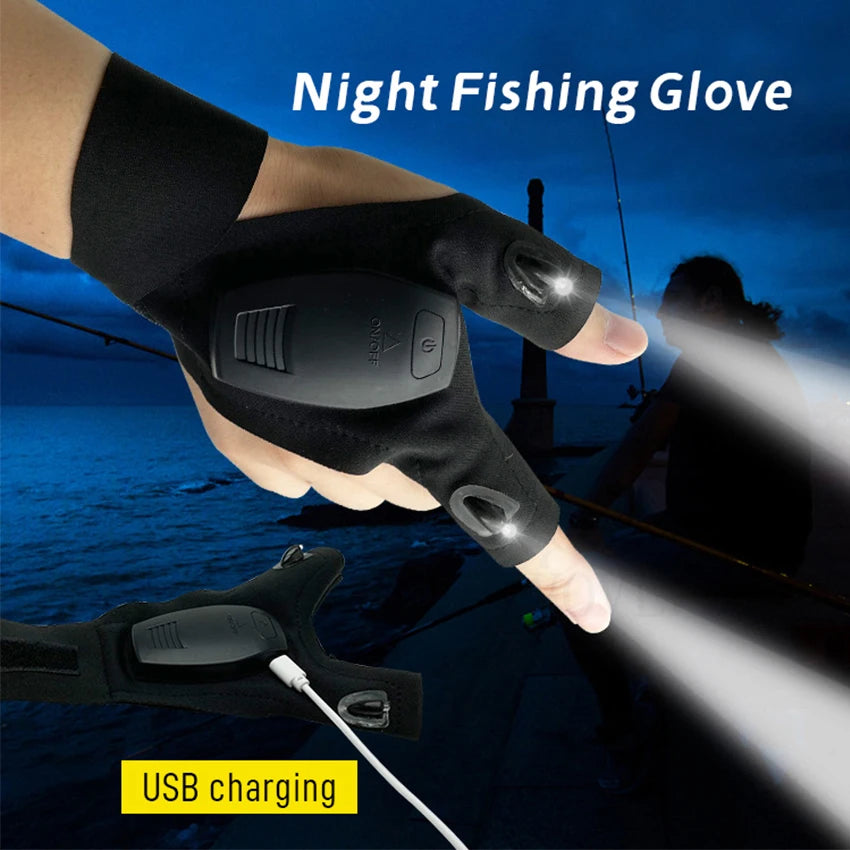 LED Fingerless Gloves with Waterproof USB Rechargeable
