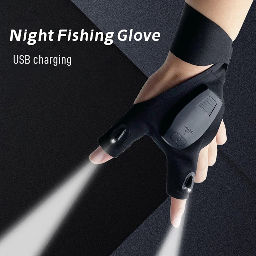 LED Fingerless Gloves with Waterproof USB Rechargeable