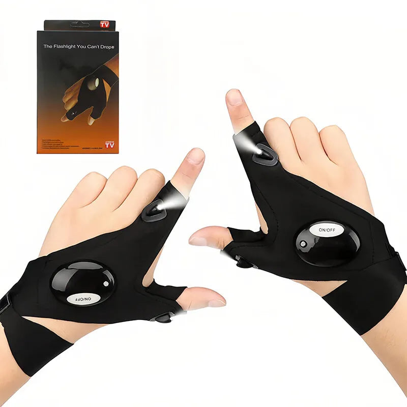 LED Fingerless Gloves with Waterproof USB Rechargeable
