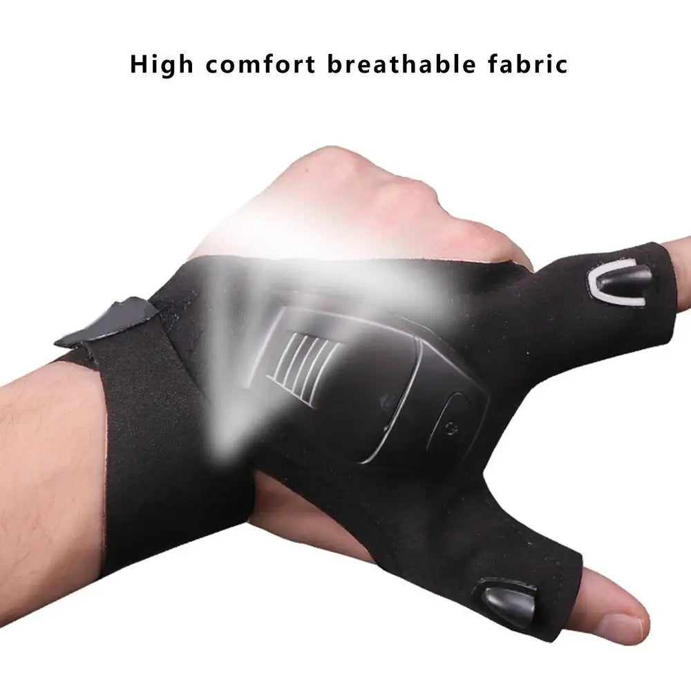LED Fingerless Gloves with Waterproof USB Rechargeable
