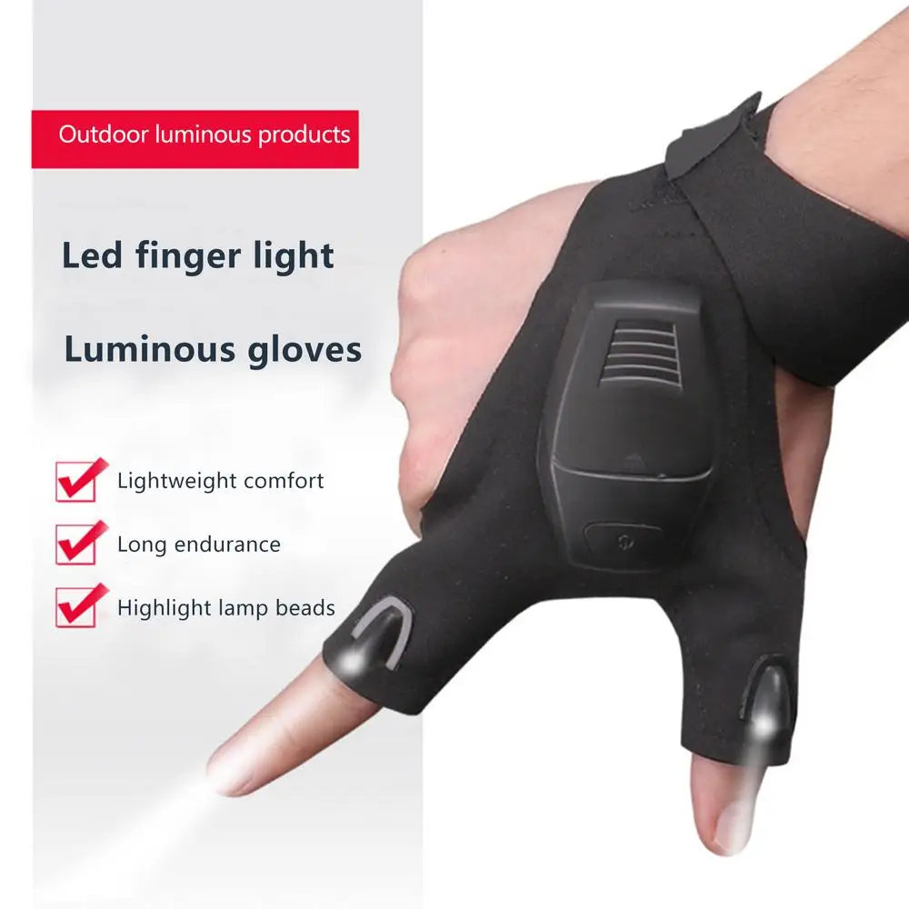 LED Fingerless Gloves with Waterproof USB Rechargeable