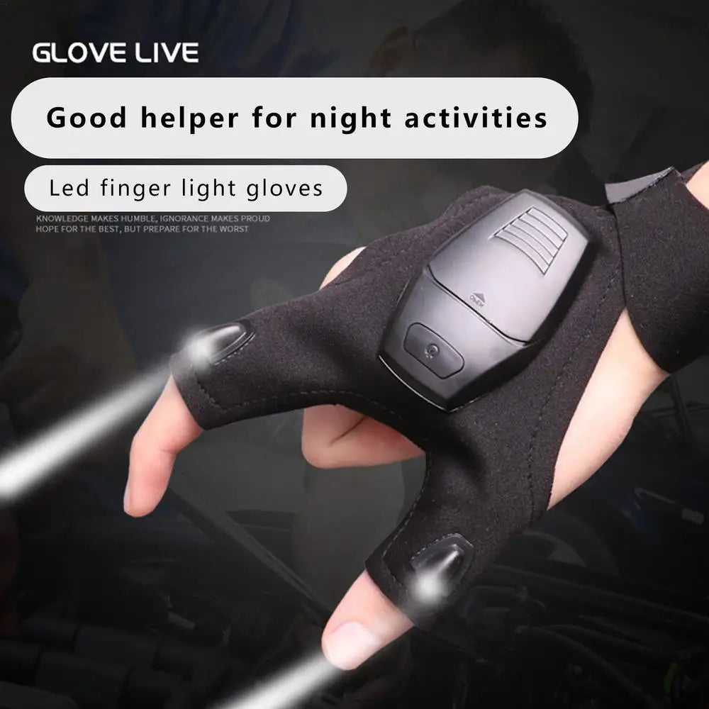 LED Fingerless Gloves with Waterproof USB Rechargeable