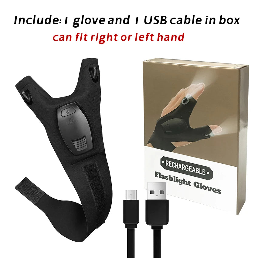 LED Fingerless Gloves with Waterproof USB Rechargeable