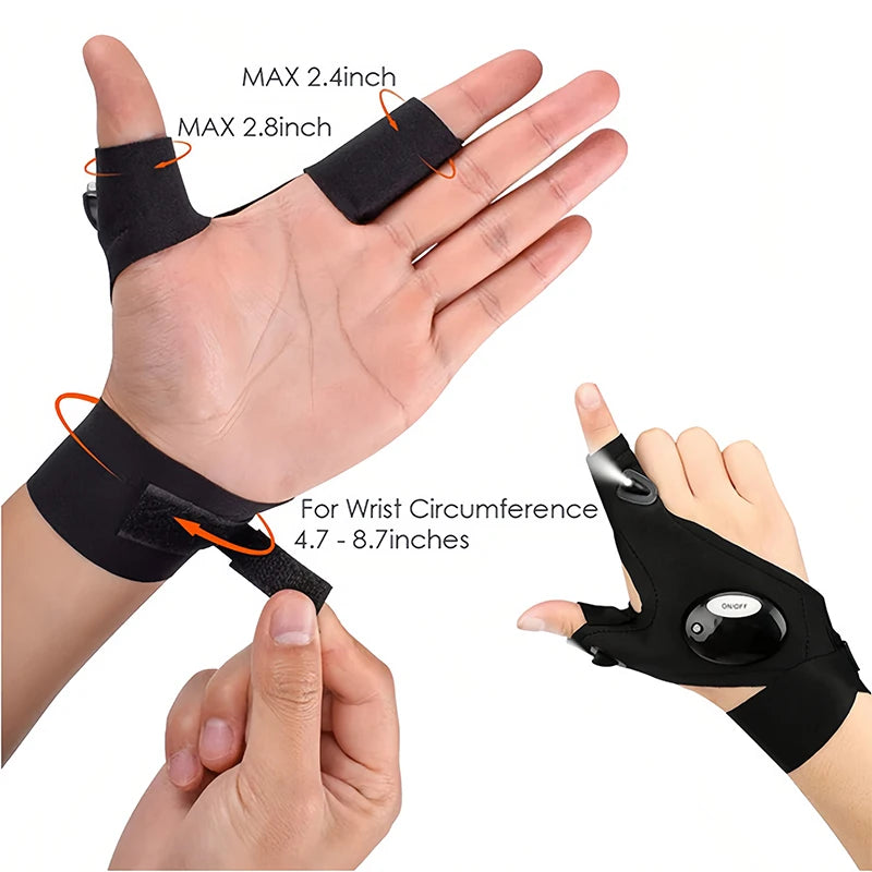 LED Fingerless Gloves with Waterproof USB Rechargeable