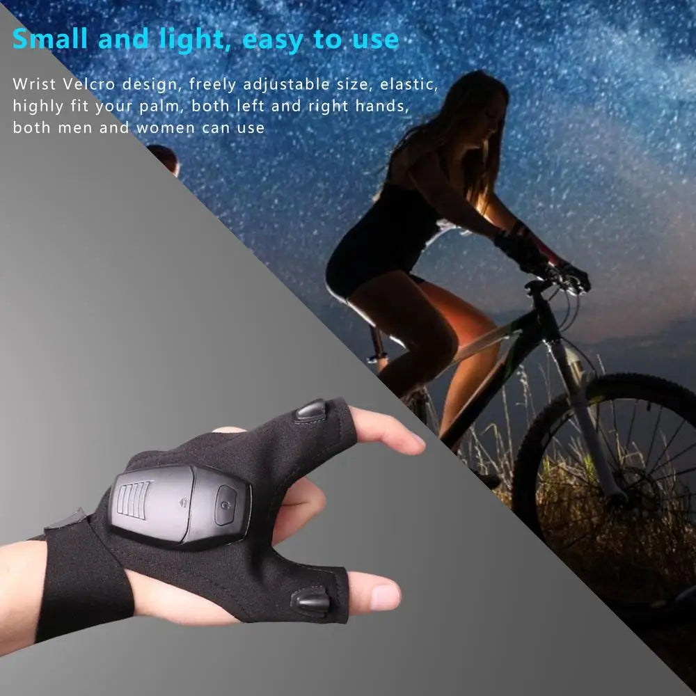 LED Fingerless Gloves with Waterproof USB Rechargeable